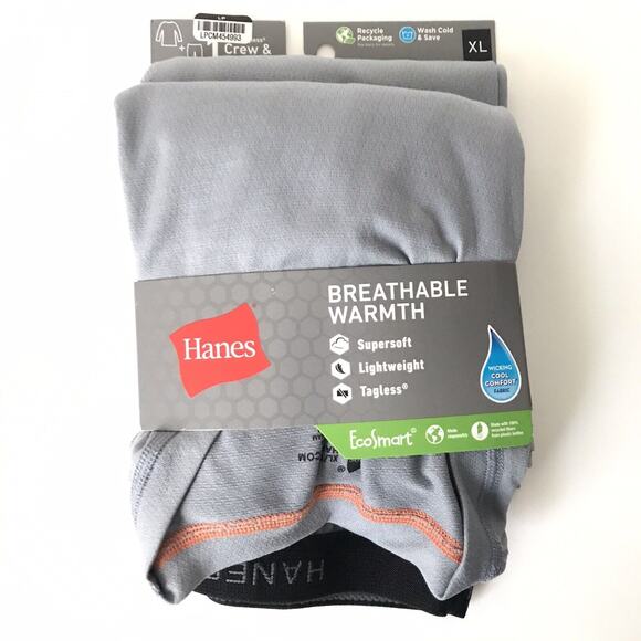 Hanes Boys Breathable Warmth crew top & pants set baselayer GRAY XL ''NEW'' - Picture 2 of 3